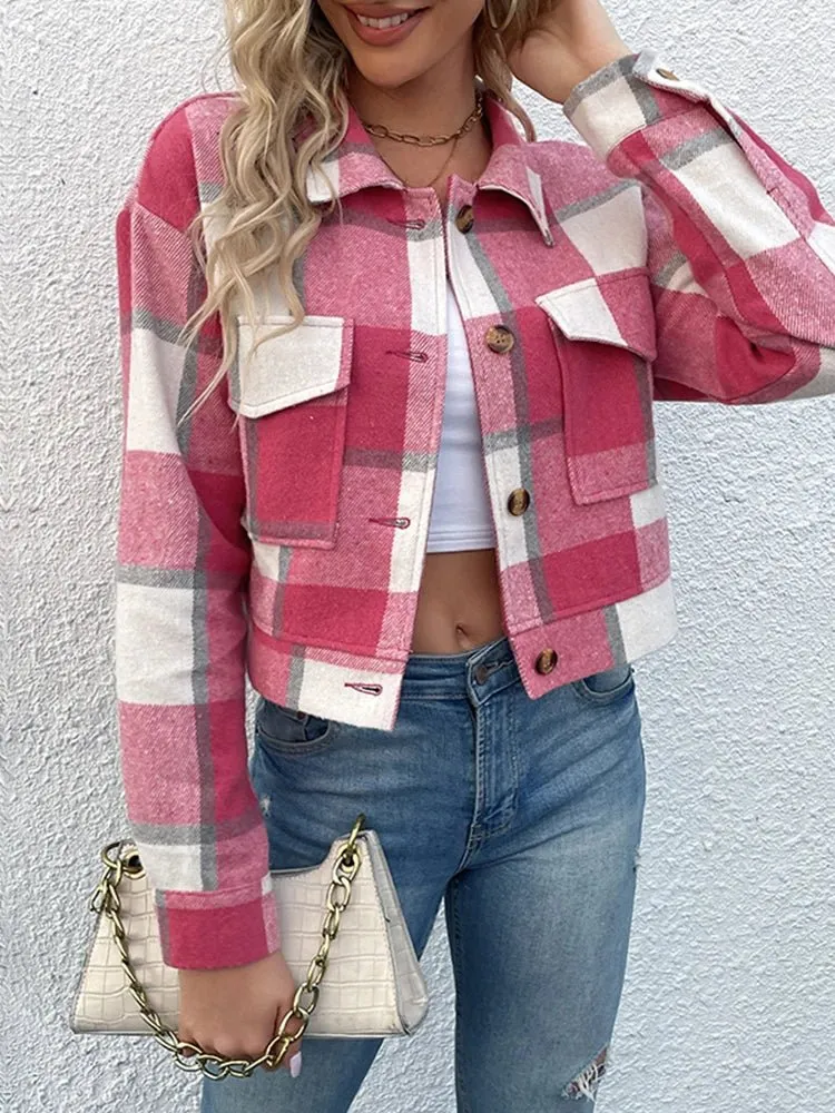 🔥 Elegance & Warmth: Women's Slim Wool Plaid Coat 🔥
