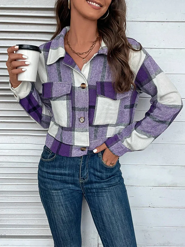 🔥 Elegance & Warmth: Women's Slim Wool Plaid Coat 🔥