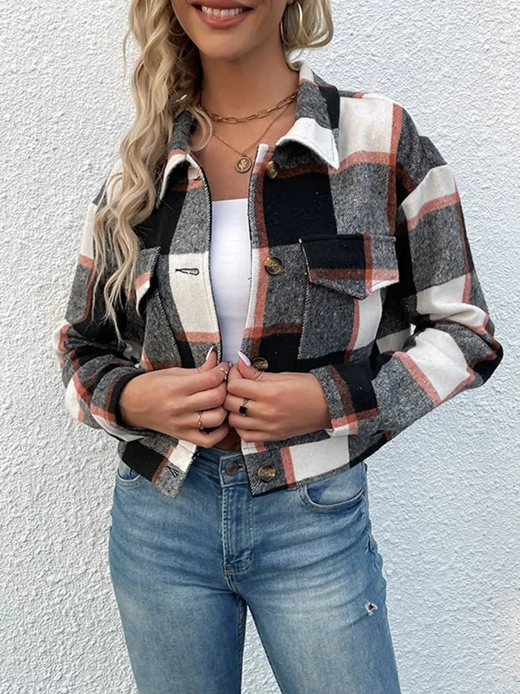 🔥 Elegance & Warmth: Women's Slim Wool Plaid Coat 🔥