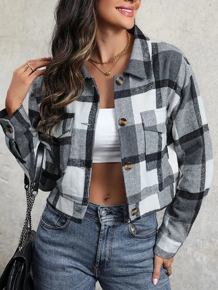 🔥 Elegance & Warmth: Women's Slim Wool Plaid Coat 🔥