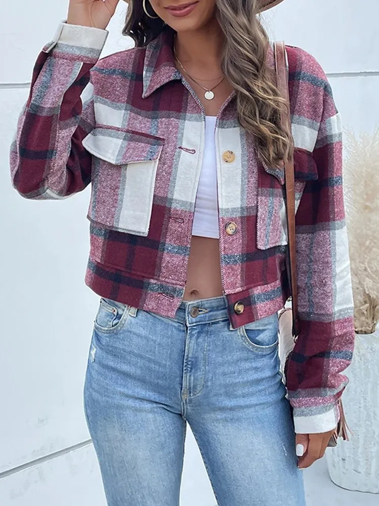 🔥 Elegance & Warmth: Women's Slim Wool Plaid Coat 🔥