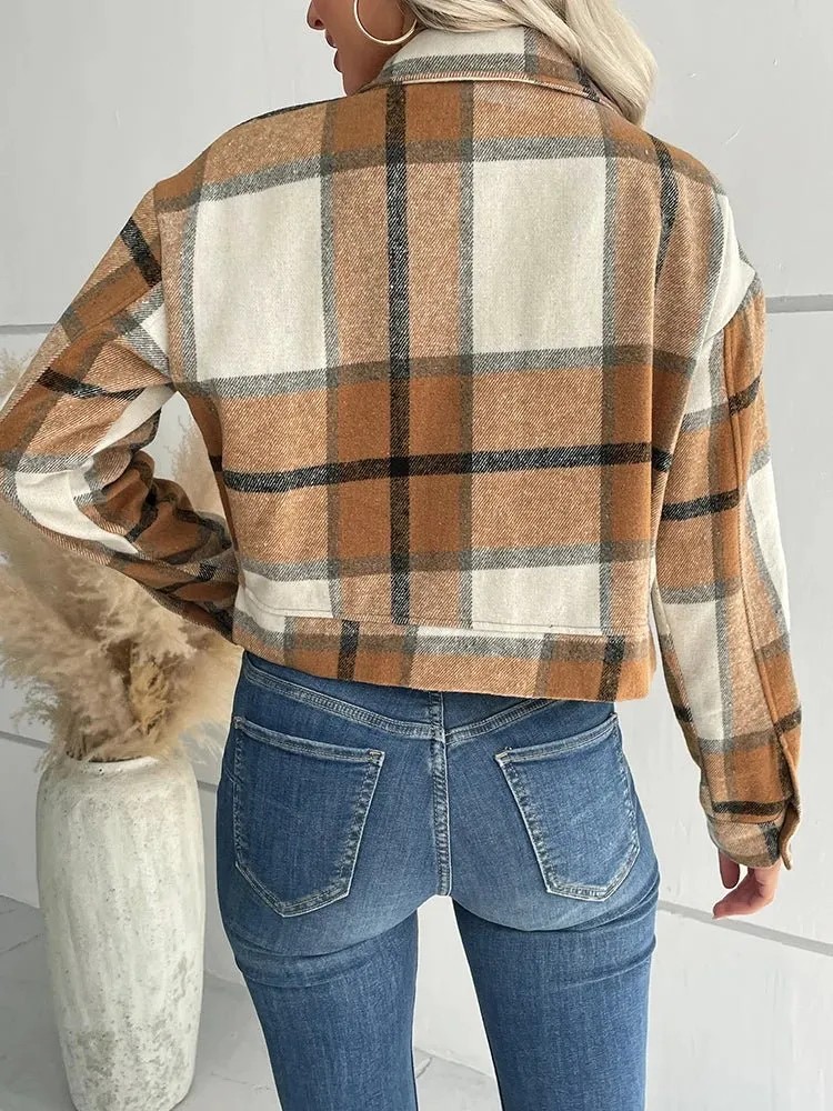 🔥 Elegance & Warmth: Women's Slim Wool Plaid Coat 🔥