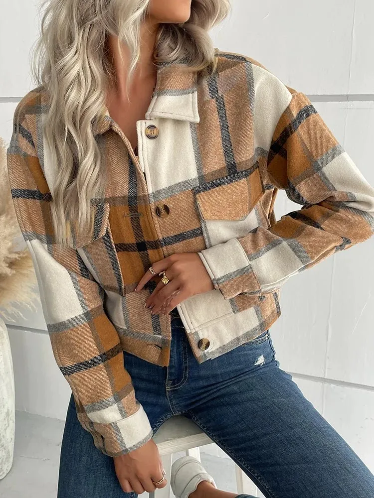🔥 Elegance & Warmth: Women's Slim Wool Plaid Coat 🔥