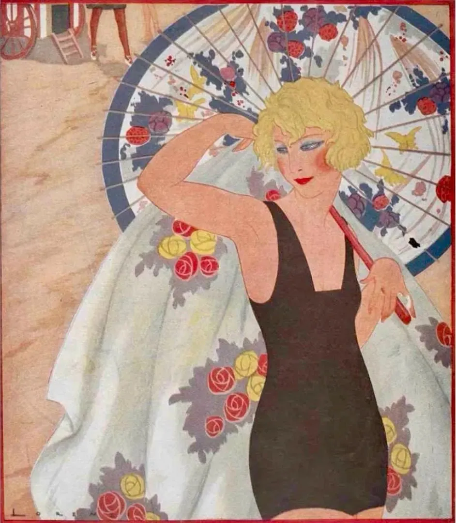 1920s Original Black Woollen Ladies Swimsuit