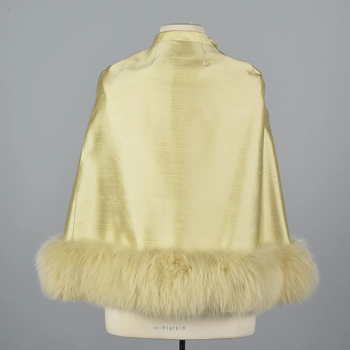 1960s Yellow Silk Cape with Fox Fur Trim