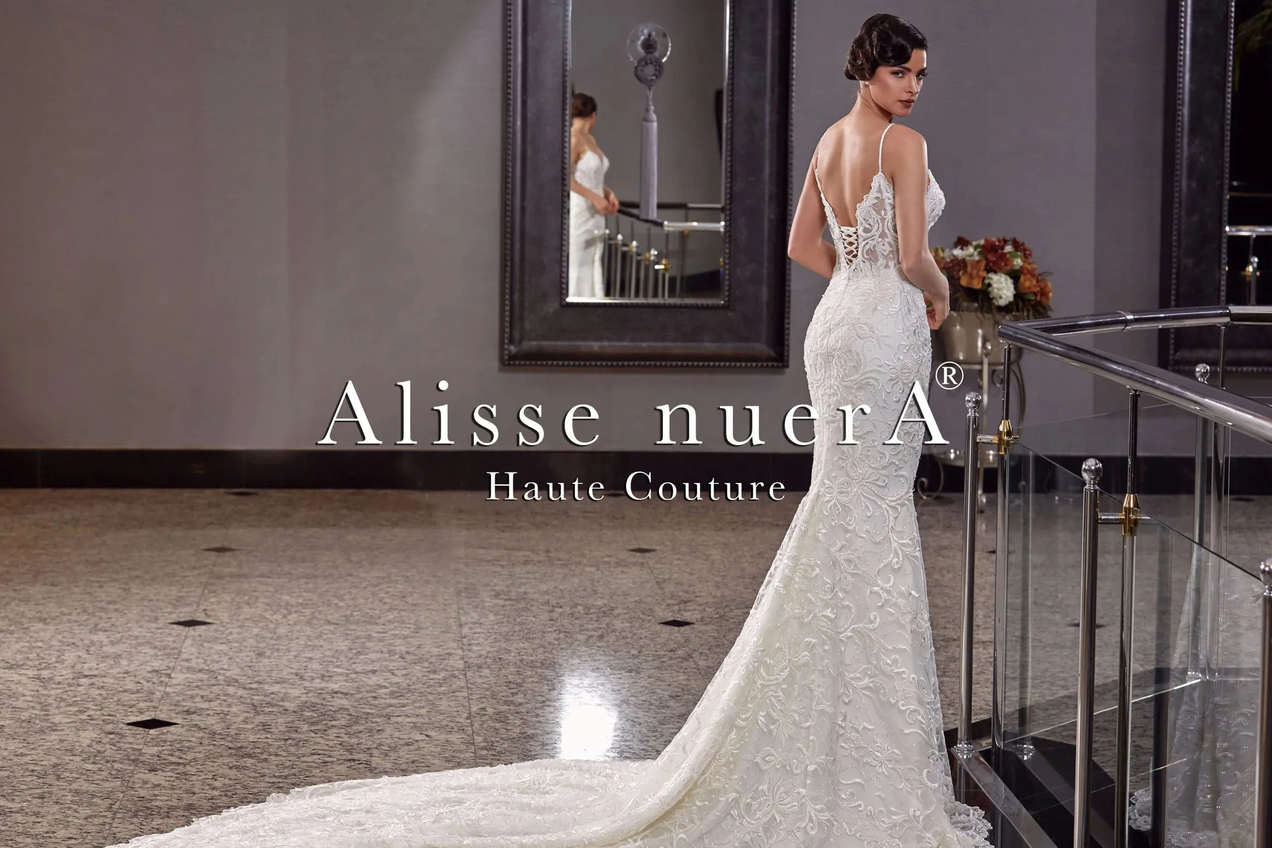 2 in 1 Wedding Gown with Long Tulle Bridal Cape with High Neck Lace