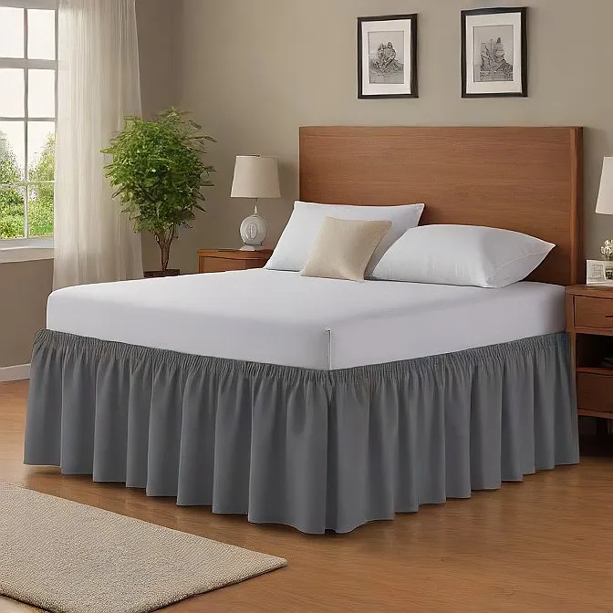 30" Inch Drop Wrap-Around Bed Skirt Ivory 1-Piece Egyptian Cotton