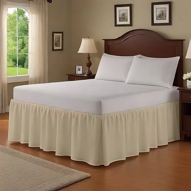 30" Inch Drop Wrap-Around Bed Skirt Ivory 1-Piece Egyptian Cotton