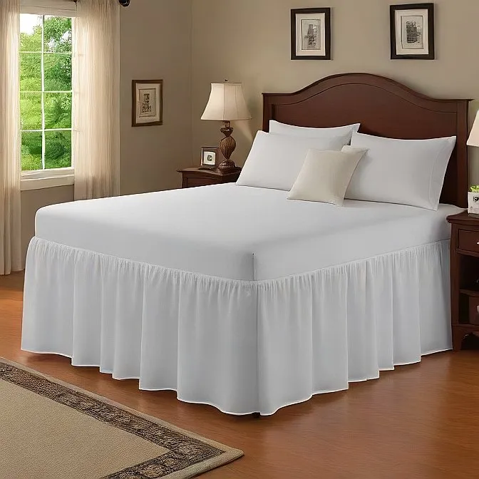 30" Inch Drop Wrap-Around Bed Skirt Ivory 1-Piece Egyptian Cotton