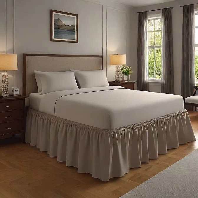 30" Inch Drop Wrap-Around Bed Skirt Ivory 1-Piece Egyptian Cotton