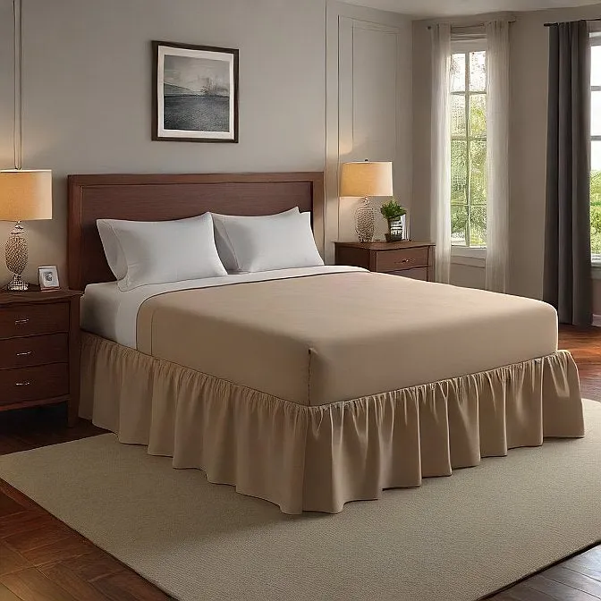 30" Inch Drop Wrap-Around Bed Skirt Ivory 1-Piece Egyptian Cotton