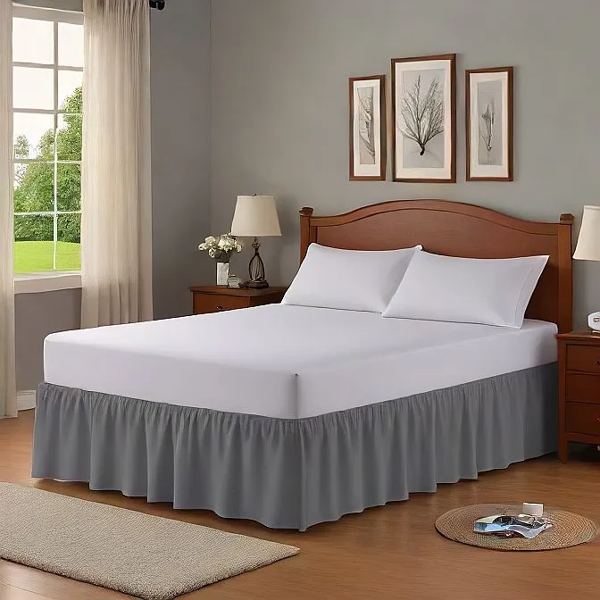 30" Inch Drop Wrap-Around Bed Skirt Ivory 1-Piece Egyptian Cotton