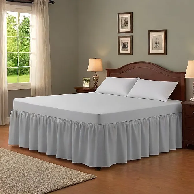 30" Inch Drop Wrap-Around Bed Skirt Ivory 1-Piece Egyptian Cotton