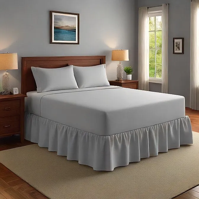 30" Inch Drop Wrap-Around Bed Skirt Ivory 1-Piece Egyptian Cotton