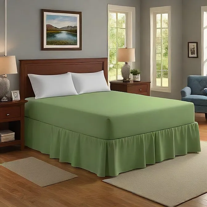 30" Inch Drop Wrap-Around Bed Skirt Ivory 1-Piece Egyptian Cotton