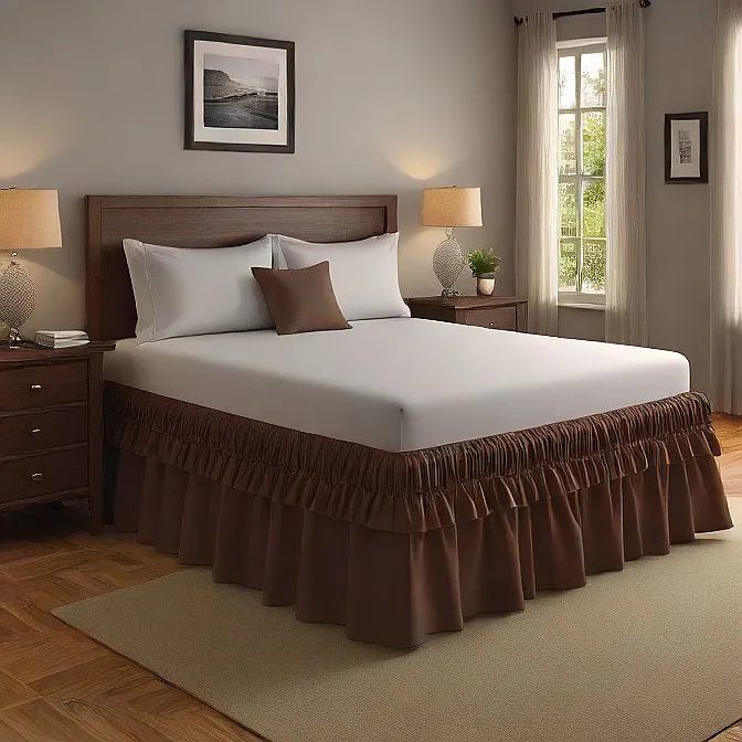 30" Inch Drop Wrap-Around Bed Skirt Ivory 1-Piece Egyptian Cotton
