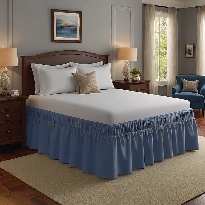 30" Inch Drop Wrap-Around Bed Skirt Ivory 1-Piece Egyptian Cotton