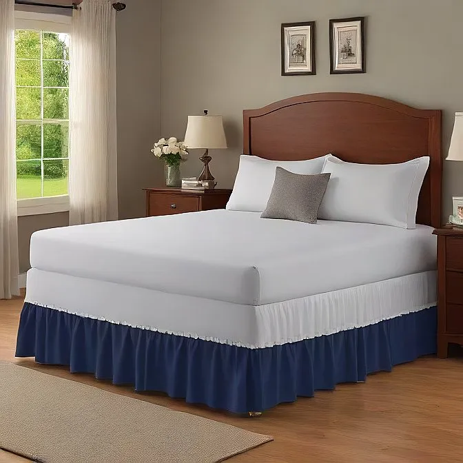 30" Inch Drop Wrap-Around Bed Skirt Ivory 1-Piece Egyptian Cotton