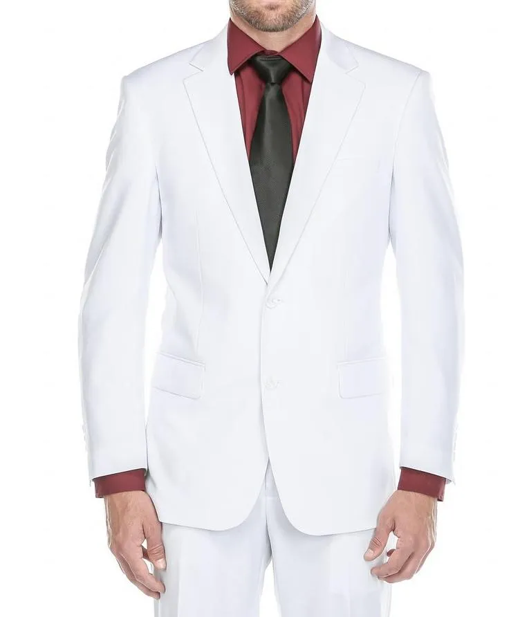 (36R, 48S) 2 Piece Suit 2 Buttons Regular Fit In White