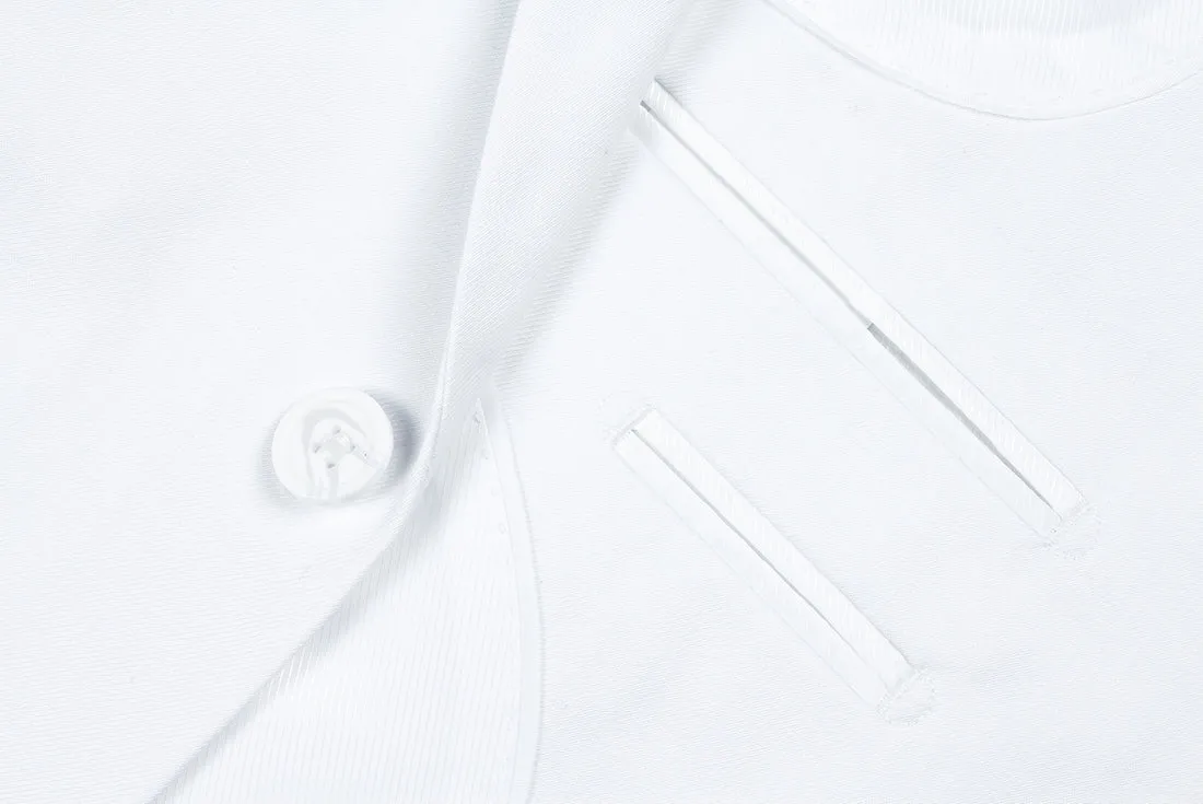 (36R, 48S) 2 Piece Suit 2 Buttons Regular Fit In White