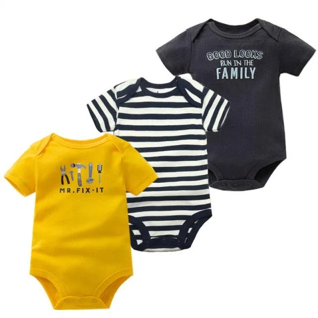 3PCS/Pack Soft Cotton Baby Bodysuit