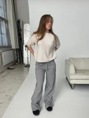 Adina low-waisted pants with stripes - Black