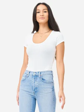 Agolde Women's Short Sleeve Ribbed Bodysuit