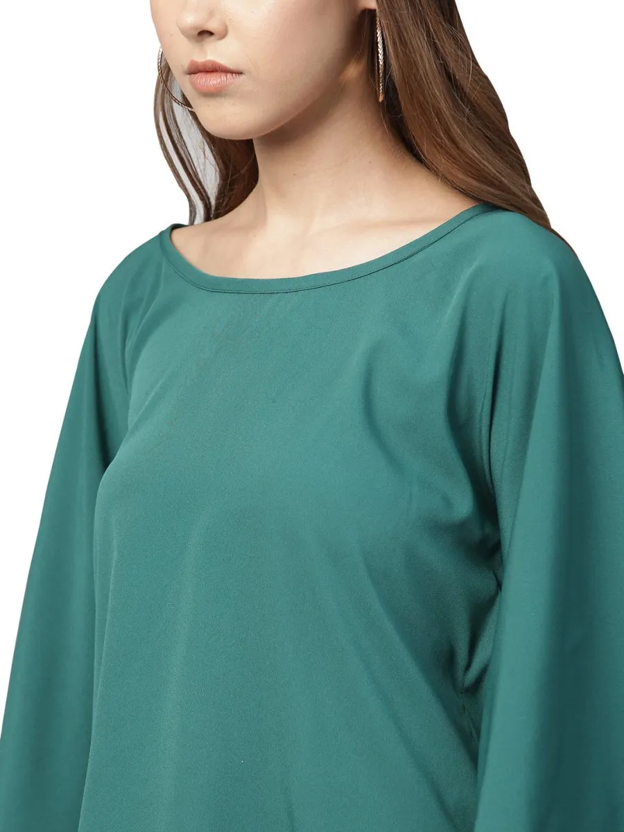 Ahalyaa Indo Western Sea Green Cape With Drape Pant