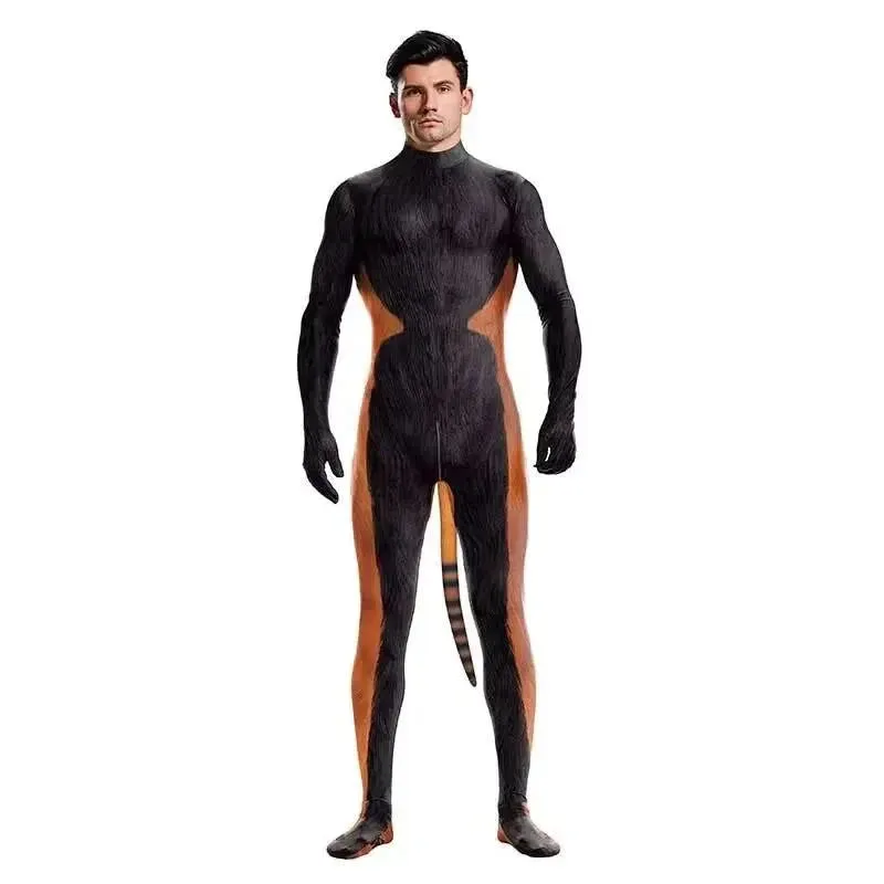 Animal Cosplay Carnival Costume Adults Bodysuit Unisex with Paws and Tail