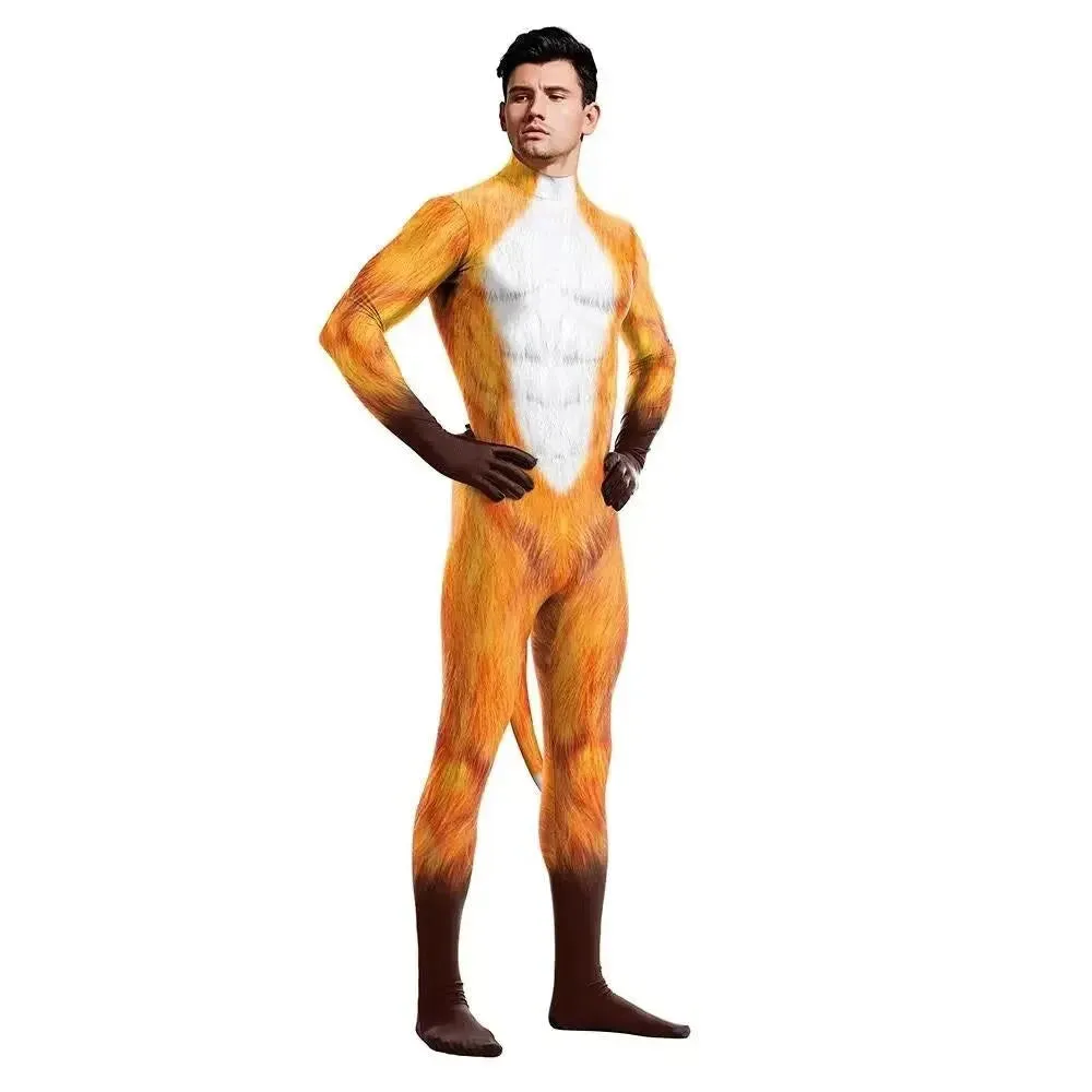 Animal Cosplay Carnival Costume Adults Bodysuit Unisex with Paws and Tail