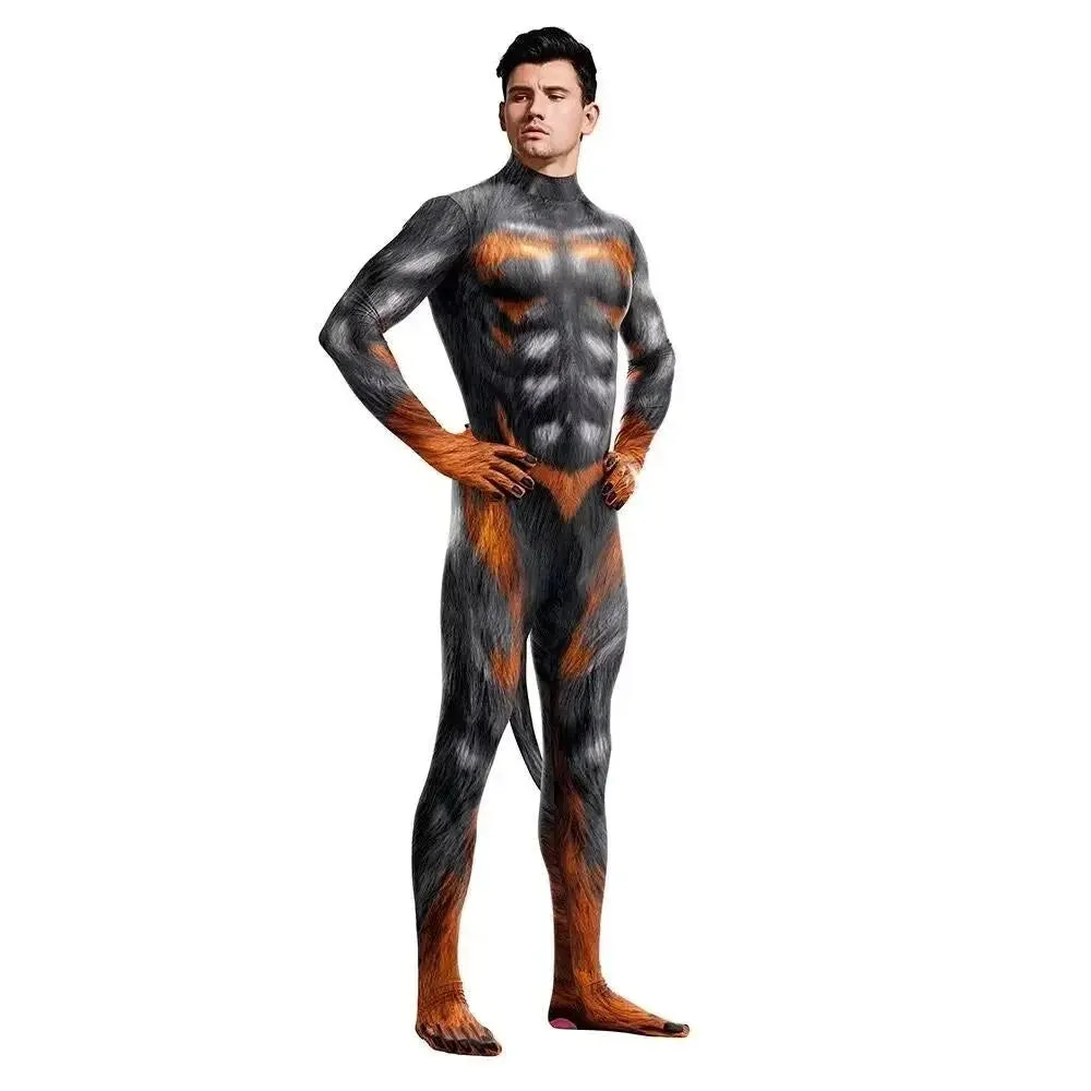 Animal Cosplay Carnival Costume Adults Bodysuit Unisex with Paws and Tail