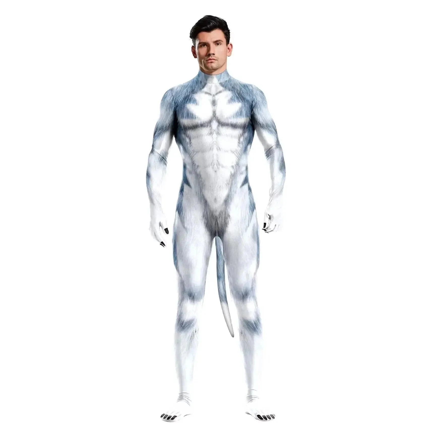 Animal Cosplay Carnival Costume Adults Bodysuit Unisex with Paws and Tail