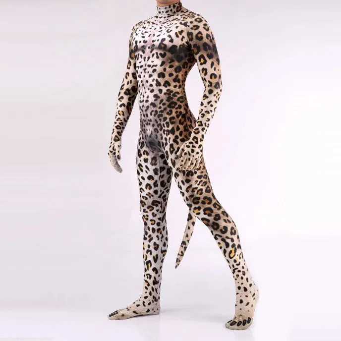 Animal Cosplay Carnival Costume Adults Bodysuit Unisex with Paws and Tail