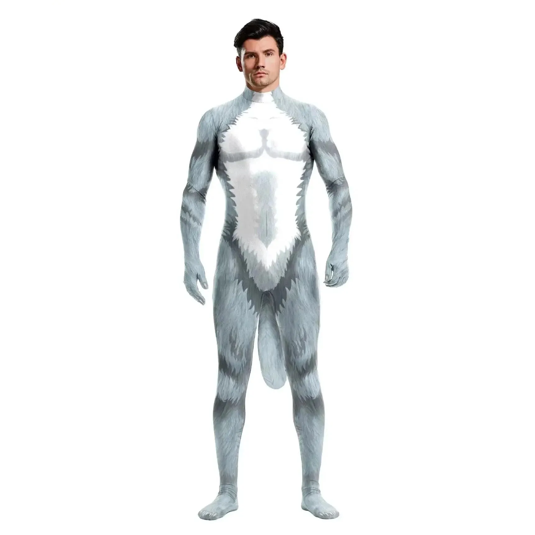 Animal Cosplay Carnival Costume Adults Bodysuit Unisex with Paws and Tail