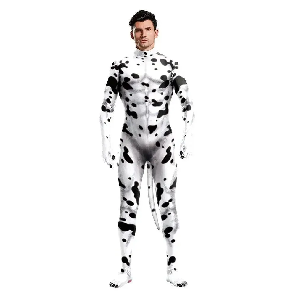 Animal Cosplay Carnival Costume Adults Bodysuit Unisex with Paws and Tail