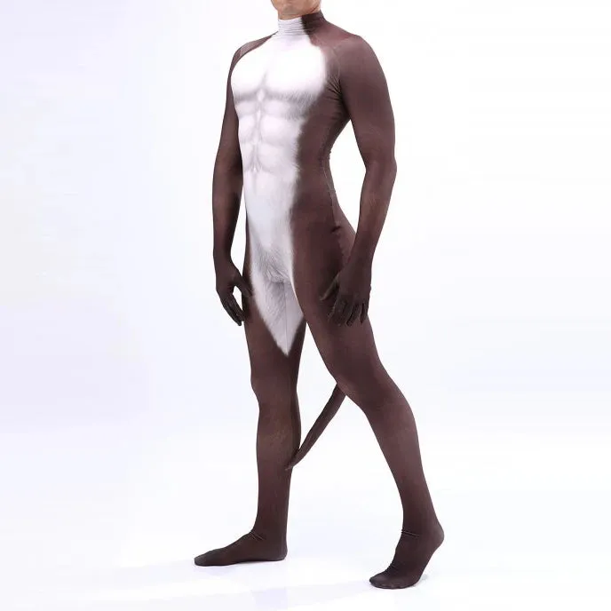 Animal Cosplay Carnival Costume Adults Bodysuit Unisex with Paws and Tail