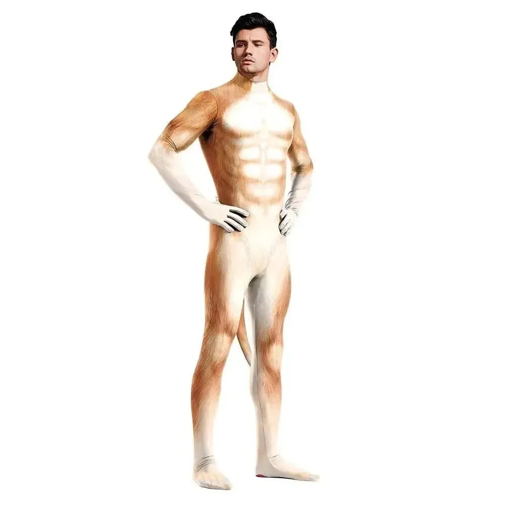 Animal Cosplay Carnival Costume Adults Bodysuit Unisex with Paws and Tail