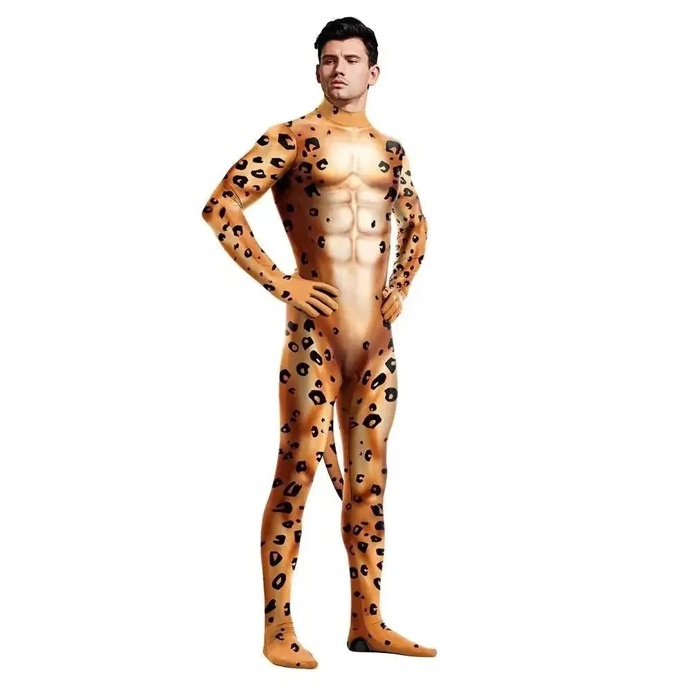 Animal Cosplay Carnival Costume Adults Bodysuit Unisex with Paws and Tail