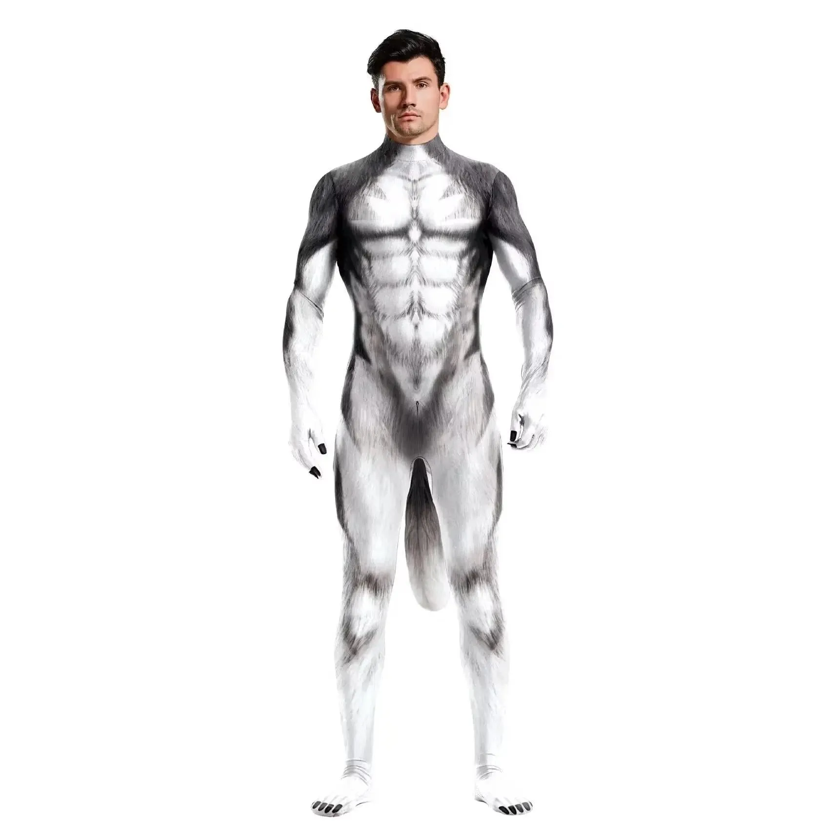 Animal Cosplay Carnival Costume Adults Bodysuit Unisex with Paws and Tail