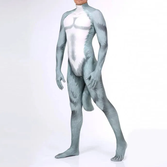 Animal Cosplay Carnival Costume Adults Bodysuit Unisex with Paws and Tail