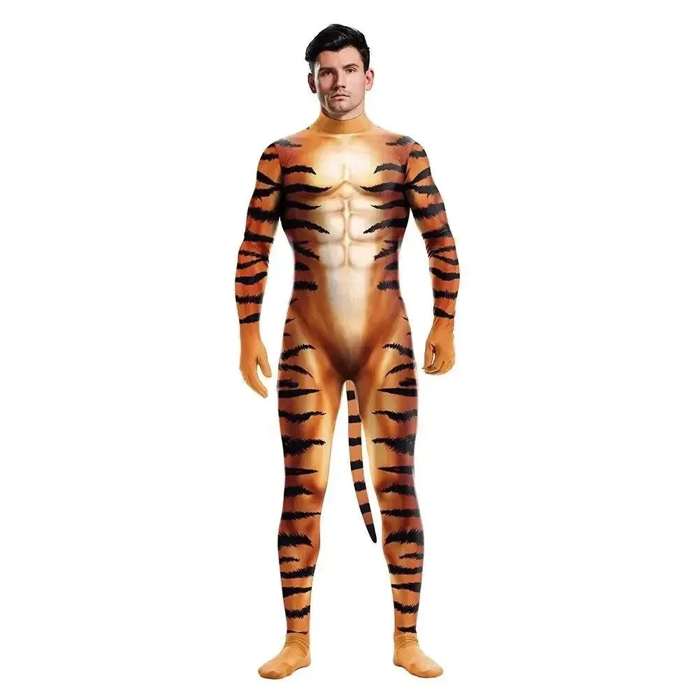 Animal Cosplay Carnival Costume Adults Bodysuit Unisex with Paws and Tail