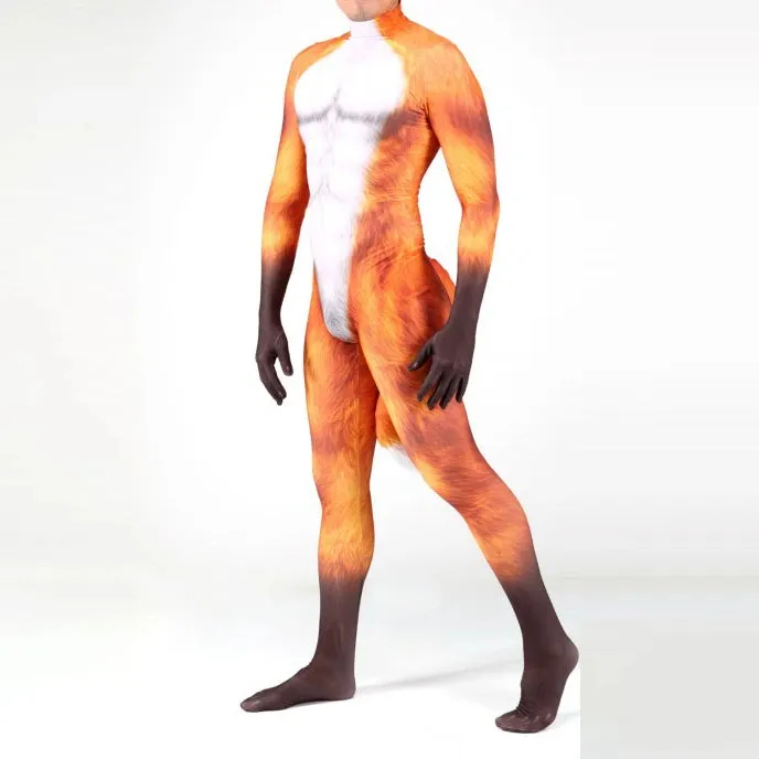 Animal Cosplay Carnival Costume Adults Bodysuit Unisex with Paws and Tail