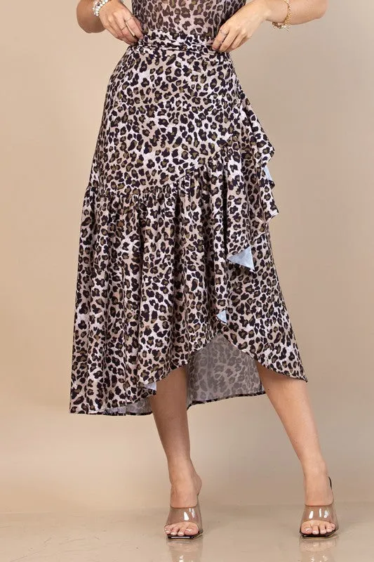 Animal Print Wrap Skirt