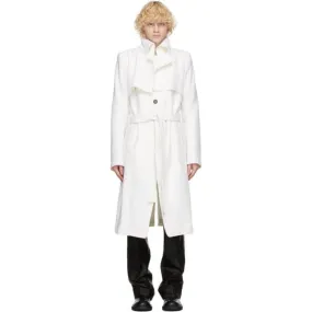 Ann Demeulemeester White Wool Long Coat