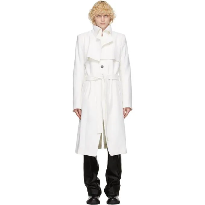 Ann Demeulemeester White Wool Long Coat