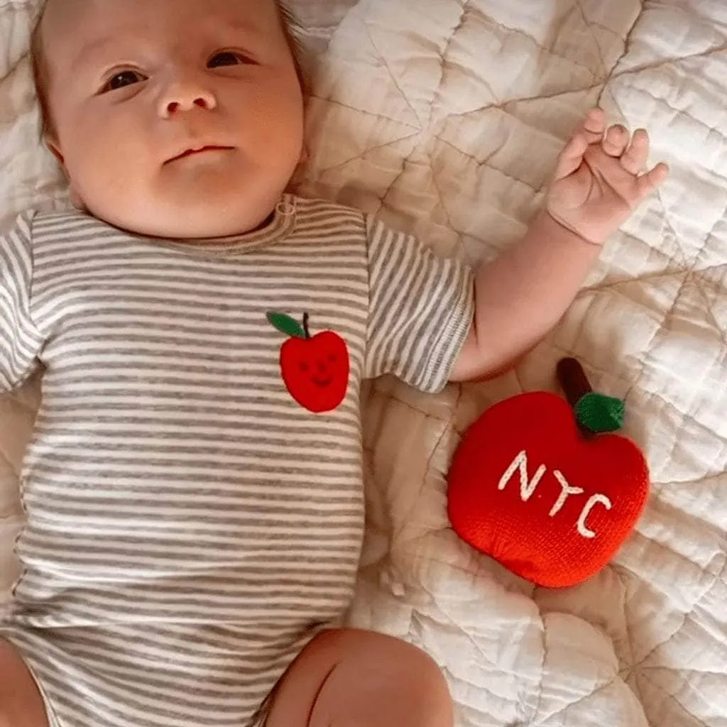 Apple Embroidered Organic Cotton Baby Bodysuit
