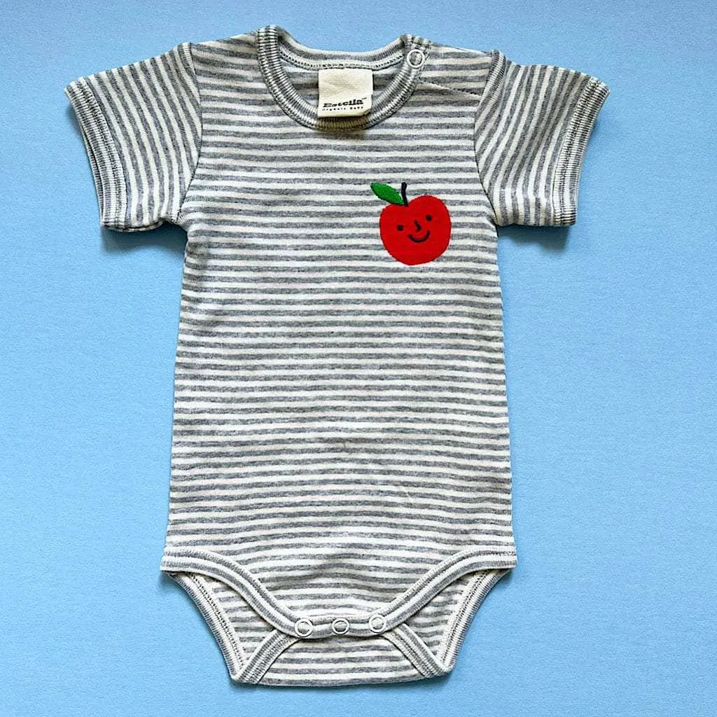 Apple Embroidered Organic Cotton Baby Bodysuit