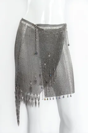Asymmetrical Pewter Ring Mesh Wrap Skirt