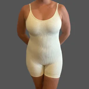 AYLA 2.0 seamless ribbed bodysuit- Beige