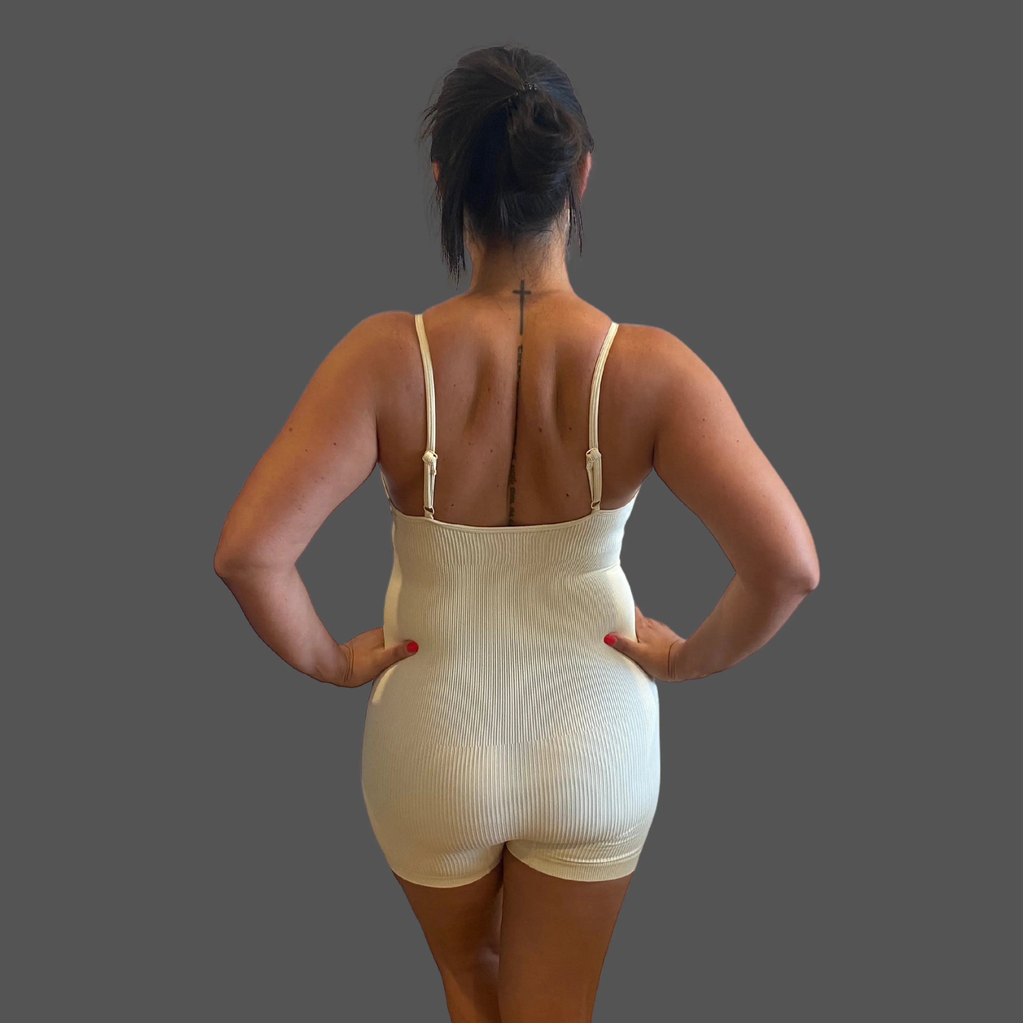 AYLA 2.0 seamless ribbed bodysuit- Beige